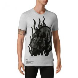 Skull On Fire Printed T-Shirt, Size XX-Large