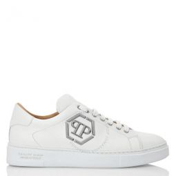 Hexagon Low-Top Leather Sneakers In White, Brand Size 45 ( US Size 12 )