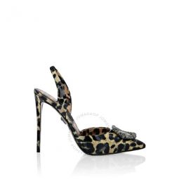 Leopard Decollete Hi-Heels Slingbacks, Brand Size 37 ( US Size 7 )