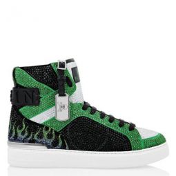 Crystal Flame Money Beast Hi-Top Sneakers, Brand Size 40 ( US Size 7 )