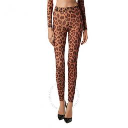Leopard Print Sequined Leggings, Size X-Small