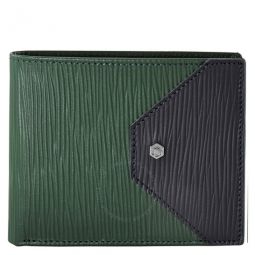 Leather Wallet- Green/Navy Blue