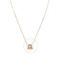 Ladies 18K Rose Gold 0.032 Ct Square Cut Dancing Diamond Pendant Necklace