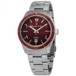 Automatic Red Dial Stainless Steel Mens Watch