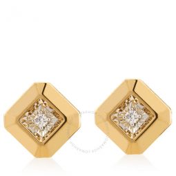 18k Yellow Gold Square Cut Diamond Earrings