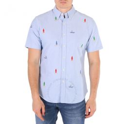 Mens Surf Embroidered Pattern Shirt, Size Small