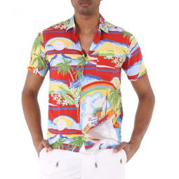 Mens Classic Fit Floral Print Rayon Shirt, Brand Size X-Small
