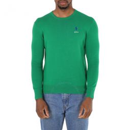 Mens Green Logo Embroidered Cotton Jumper, Size X-Small