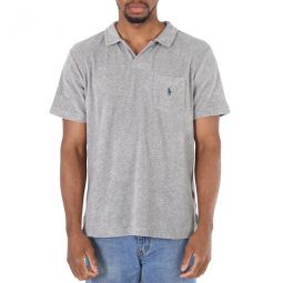 Grey Custom Slim-fit Short Sleeve Terry Polo Shirt, Size X-Small