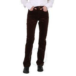 Ladies Brown Straight Fit Cotton Pants, Waist Size 28R