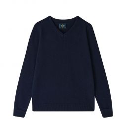Extrafine Merino Wool V-neck Sweater - Navy