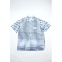Post Oalls Nuetra 4 S/S Linen Block Check Shirt - Slate Blue