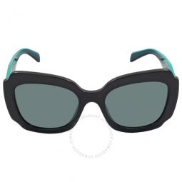 Azure Mirrored Internal Silver Irregular Ladies Sunglasses