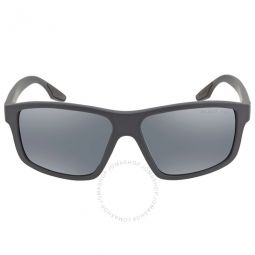 Polarized Dark Grey Mirror Silver Rectangular Mens Sunglasses