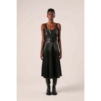 Faux Leather Pleated Skirt - Black