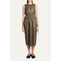 White Label Faux Leather Tank Top Dress - Wood