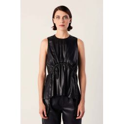 White Label Faux Leather Drawstring Top