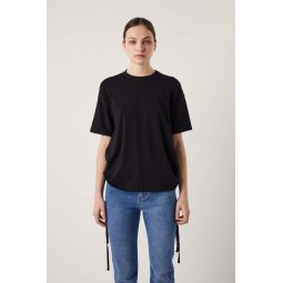Side-tie Short-sleeved T-shirt - Black