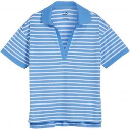 PUMA Womens Everyday Stripe Pique Golf Polo