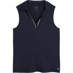 PUMA Womens CLOUDSPUN Piped Sleeveless Golf Polo