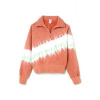 70s Half-Zip Tie Dye Sweatshirt - Clay Diagonal Dye