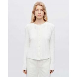 Terry Ribbed Cardigan - Vintage White