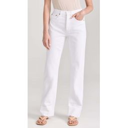 High Rise Loose Long Jeans - White