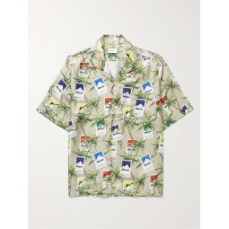 Camp-Collar Printed Silk-Twill Shirt