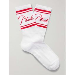 Ribbed Logo-Jacquard Cotton-Blend Socks