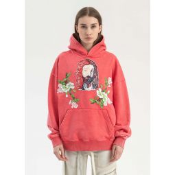 EMBROIDERY PATCHWORK HOODIES - WASHED RED