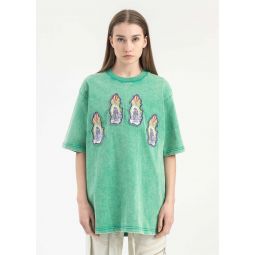 EMBROIDERY PATCHWORK T SHIRT - GREEN
