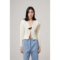 Rowen Rose Cropped Cardigan With Heart Jewel