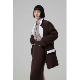Wool Oversize Bi color Tailored Jacket - Brown/White