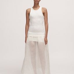 Taurasi Dress - White Silk Cloque