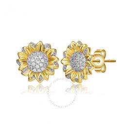 Rhodium And 14k Gold Plated Cubic Zirconia Stud Earrings