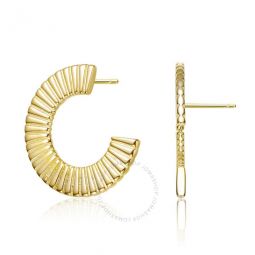 14k Gold Plated Ribbed Open Circle Drop Earrings