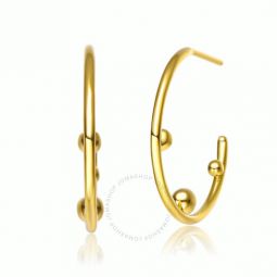 14k Gold Plated Beaded Open Hoop Earrings