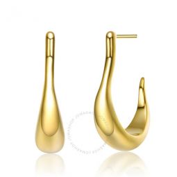 14k Gold Plated Assymetrical Open Hoop Earrings
