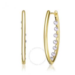 14k Gold Plated Pearl Hoop Earrings