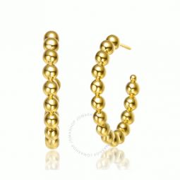 14k Gold Plated Bead Open Hoop Earrings