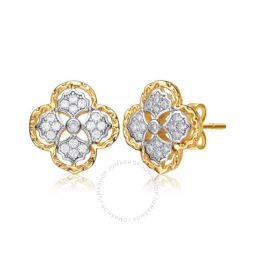 14k Gold Plated And Cubic Zirconia Floral Stud Earrings