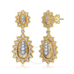 Rhodium And 14k Gold Plated Cubic Zirconia Drop Earrings