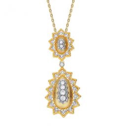 Rhodium and 14K Gold Plated Cubic Zirconia Pendant Necklace