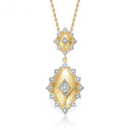 Rhodium and 14K Gold Plated Cubic Zirconia Pendant Necklace