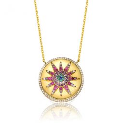 Sterling Silver Gold Plated Multi Color Cubic Zirconia Necklace