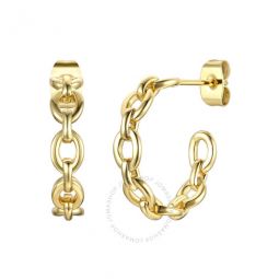 14k Gold Plated Sterling Silver Modern Chain Link C-Hoop Earrings