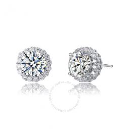 White Gold Plated Cubic Zirconia Round Earrings