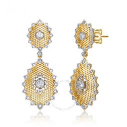 Rhodium And 14k Gold Plated Cubic Zirconia Drop Earrings