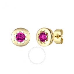 14k Gold Plated with Cubic Zirconia Round Modern Bezel Stud Earrings
