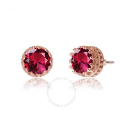 18K Rose Gold Plated Ruby Round Stud Earrings
